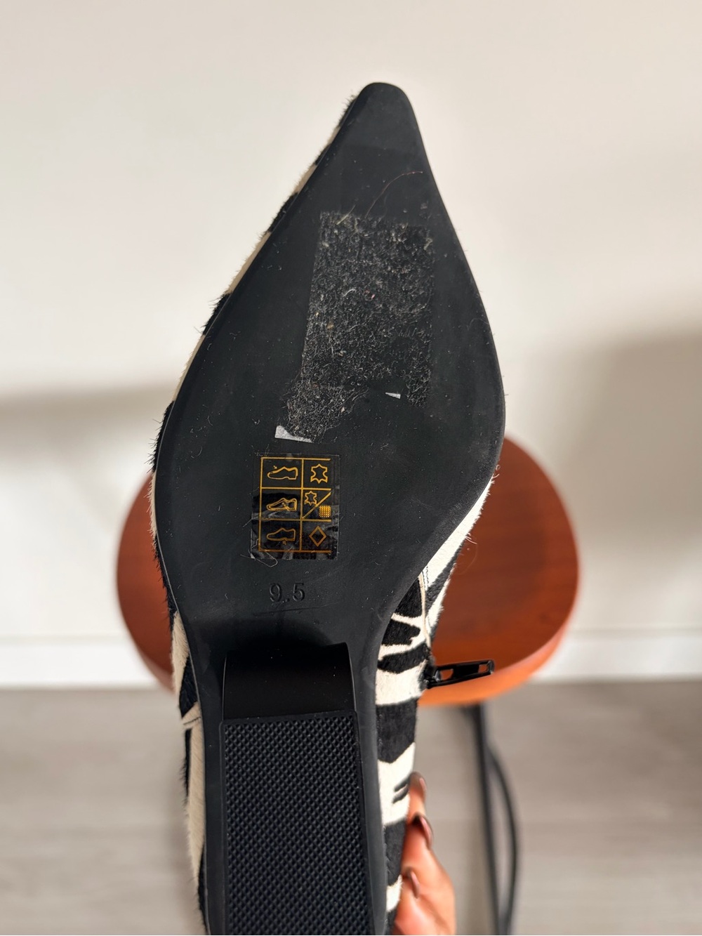 Jeffrey Campbell Black & White Zebra Knee-High Pointed Boots - Picture 7 of 10